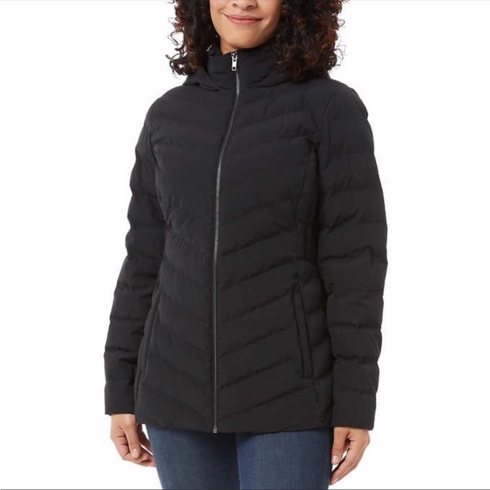 32 Degrees Women’s Power Tech Jacket Soft Hand Feel Water Resistant Fixed Hood